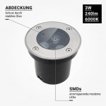 3W LED Bodenleuchte für Außenmontage 230V IP65 Kaltweiß 3W LED Bodenleuchte für Außenmontage 230V IP65 Kaltweiß