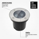 3W LED Bodenleuchte für Außenmontage 230V IP65 Warmweiß 3W LED Bodenleuchte für Außenmontage 230V IP65 Warmweiß