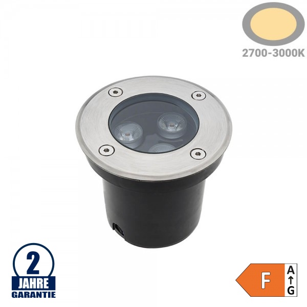3W LED Bodenleuchte für Außenmontage 230V IP65 Warmweiß 3W LED Bodenleuchte für Außenmontage 230V IP65 Warmweiß
