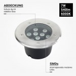 7W LED Bodenleuchte für Außenmontage 230V IP65 Kaltweiß 7W LED Bodenleuchte für Außenmontage 230V IP65 Kaltweiß
