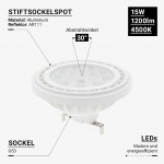 15W LED AR111/G53 12V AC/DC 30° Neutralweiß