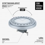 15W LED AR111/G53 12V AC/DC 120° Neutralweiß 15W LED AR111/G53 12V AC/DC 120° Neutralweiß