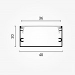 LED Profil 40x20mm Schwarz Aufbau 2m SET mit schwarzer Abdeckung