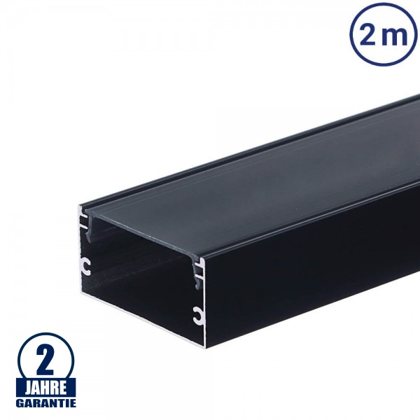 LED Profil 40x20mm Schwarz Aufbau 2m SET mit schwarzer Abdeckung