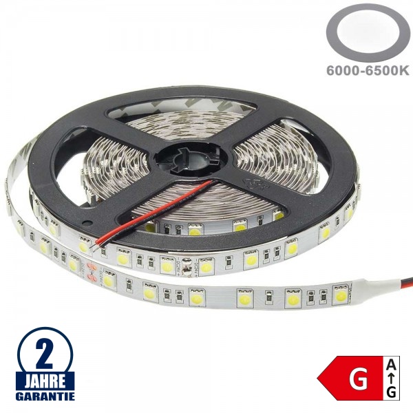 60SMD/m 14,4W/m 24V LED Streifen 5050 Kaltweiß 1m 60SMD/m 14,4W/m 24V LED Streifen 5050 Kaltweiß 1m
