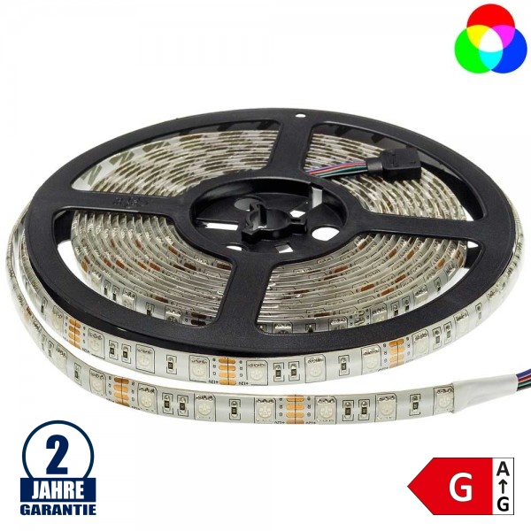 60SMD/m 14,4W/m 12V Led Streifen 5050 RGB Wassergeschützt 1m 60SMD/m 14,4W/m 12V Led Streifen 5050 RGB Wassergeschützt 1m