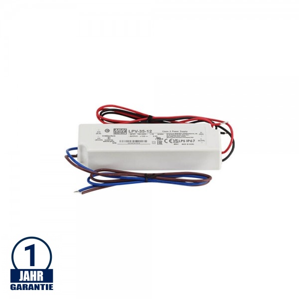 MEAN WELL 35W 12V DC Kunststoff Netzteil Wassergeschützt IP67 MEAN WELL 35W 12V DC Kunststoff Netzteil Wassergeschützt IP67