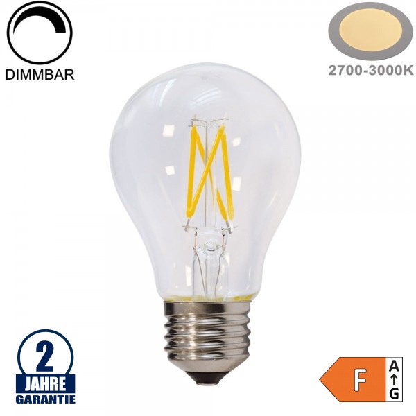 6W LED FILAMENT E27 A60 Birne Glas Warmweiß Dimmbar 6W LED FILAMENT E27 A60 Birne Glas Warmweiß Dimmbar