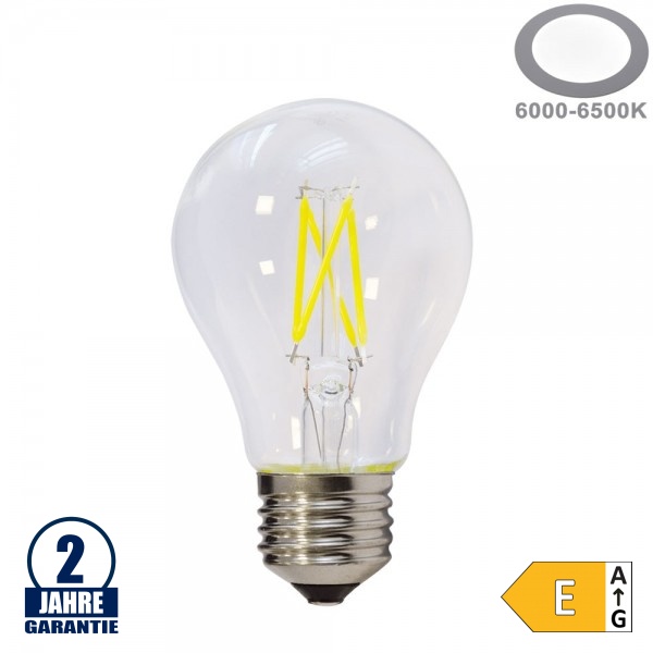 5W LED FILAMENT E27 A60 Birne Glas Kaltweiß 5W LED FILAMENT E27 A60 Birne Glas Kaltweiß