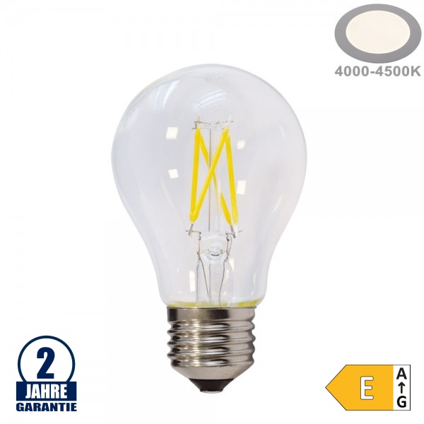 5W LED FILAMENT E27 A60 Birne Glas Neutralweiß 5W LED FILAMENT E27 A60 Birne Glas Neutralweiß
