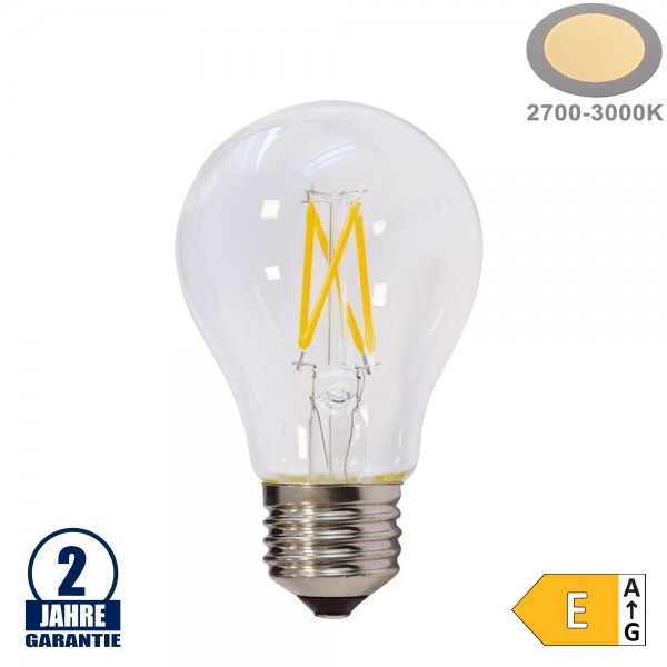 5W LED FILAMENT E27 A60 Birne Glas Warmweiß 5W LED FILAMENT E27 A60 Birne Glas Warmweiß