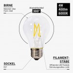 4W LED FILAMENT E27 A60 Birne Glas Kaltweiß 4W LED FILAMENT E27 A60 Birne Glas Kaltweiß