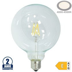 6,5W LED FILAMENT E27 G125 Birne Glas Neutralweiß