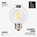 4W LED FILAMENT E27 G45 Birne Glas Warmweiß 4W LED FILAMENT E27 G45 Birne Glas Warmweiß