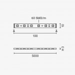 60SMD/m 14,4W/m 24V LED Streifen 5050 RGB Spritzwassergeschützt 1m
