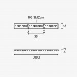 196SMD/m 20W/m 24V Professional LED Streifen 2835 Kaltweiß Spritzwassergeschützt 1m