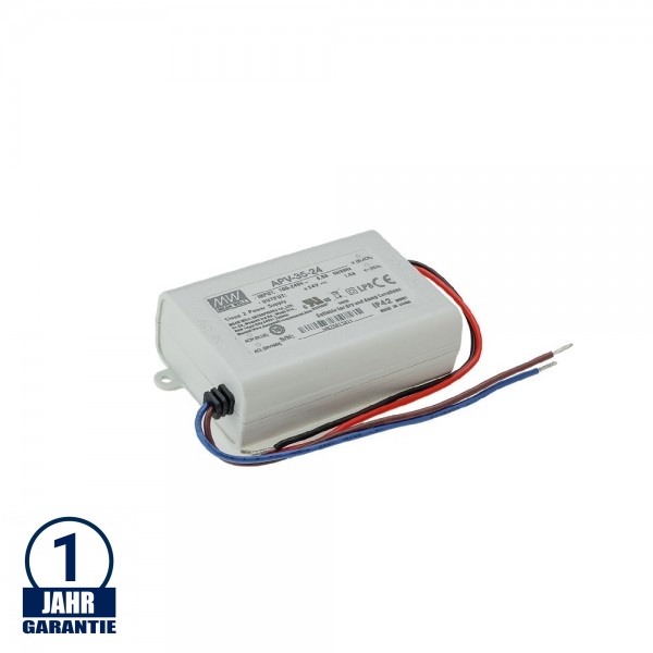 MEAN WELL 35W 24V DC Kunststoff Netzteil IP42 MEAN WELL 35W 24V DC Kunststoff Netzteil IP42