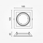 Einbaurahmen für LED AR111 eckig 185x185mm Schwenkbar 1 Fach Weiß