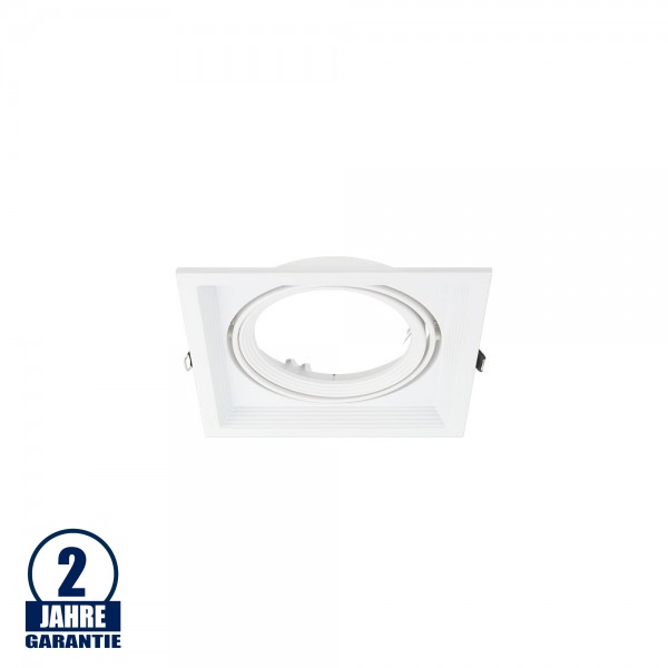 Einbaurahmen für LED AR111 eckig 185x185mm Schwenkbar 1 Fach Weiß