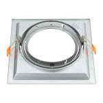 Einbaurahmen für LED AR111 Rechteckig 185x185mm Schwenkbar 1 Spot Silber 2er Packung
