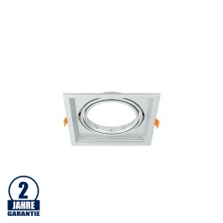 Einbaurahmen für LED AR111 Rechteckig 185x185mm Schwenkbar 1 Spot Silber 2er Packung