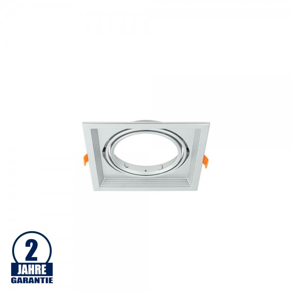 Einbaurahmen für LED AR111 Rechteckig 185x185mm Schwenkbar 1 Spot Silber 2er Packung