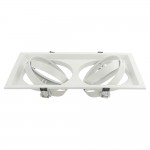 Einbaurahmen für LED AR111 eckig 335x185mm Schwenkbar 2 Fach Weiß
