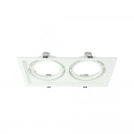 Einbaurahmen für LED AR111 eckig 335x185mm Schwenkbar 2 Fach Weiß