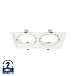 Einbaurahmen für LED AR111 eckig 335x185mm Schwenkbar 2 Fach Weiß