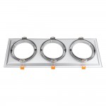 Einbaurahmen für LED AR111 Rechteckig 485x185mm Schwenkbar 3 Spots Silber 2er Packung