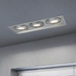 Einbaurahmen für LED AR111 Rechteckig 485x185mm Schwenkbar 3 Spots Silber 2er Packung