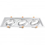 Einbaurahmen für LED AR111 Rechteckig 485x185mm Schwenkbar 3 Spots Silber 2er Packung