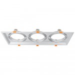 Einbaurahmen für LED AR111 Rechteckig 485x185mm Schwenkbar 3 Spots Silber 2er Packung