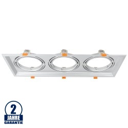 Einbaurahmen für LED AR111 Rechteckig 485x185mm Schwenkbar 3 Spots Silber 2er Packung