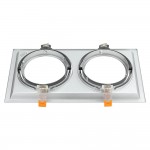 Einbaurahmen für LED AR111 Rechteckig 335x185mm Schwenkbar 2 Spots Silber 2er Packung