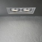 Einbaurahmen für LED AR111 Rechteckig 335x185mm Schwenkbar 2 Spots Silber 2er Packung