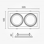 Einbaurahmen für LED AR111 Rechteckig 335x185mm Schwenkbar 2 Spots Silber 2er Packung Einbaurahmen für LED AR111 Rechteckig 335x185mm Schwenkbar 2 Spots Silber 2er Packung