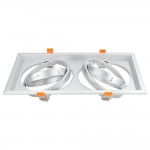 Einbaurahmen für LED AR111 Rechteckig 335x185mm Schwenkbar 2 Spots Silber 2er Packung Einbaurahmen für LED AR111 Rechteckig 335x185mm Schwenkbar 2 Spots Silber 2er Packung