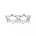 Einbaurahmen für LED AR111 Rechteckig 335x185mm Schwenkbar 2 Spots Silber 2er Packung