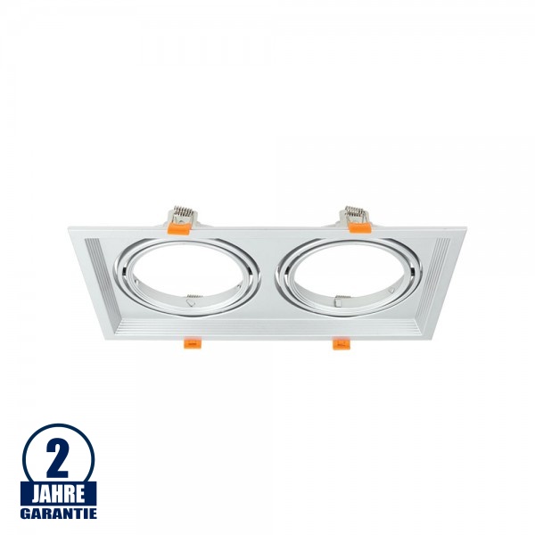 Einbaurahmen für LED AR111 Rechteckig 335x185mm Schwenkbar 2 Spots Silber 2er Packung