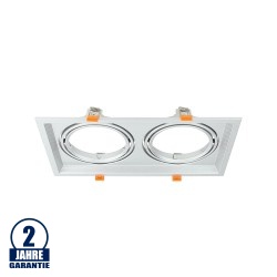 Einbaurahmen für LED AR111 Rechteckig 335x185mm Schwenkbar 2 Spots Silber 2er Packung