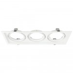Einbaurahmen für LED AR111 Rechteckig 485x185mm Schwenkbar 3 Spots Weiß 2er Packung