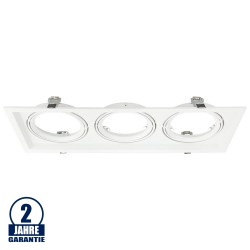 Einbaurahmen für LED AR111 Rechteckig 485x185mm Schwenkbar 3 Spots Weiß 2er Packung
