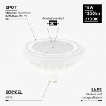 15W LED GU10/AR111 Spot 30° Warmweiß 15W LED GU10/AR111 Spot 30° Warmweiß
