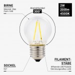 2W LED FILAMENT E27 G45 Birne Glas Neutralweiß 2W LED FILAMENT E27 G45 Birne Glas Neutralweiß