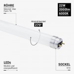 22W LED G13/T8 Glas Röhre 150cm Kaltweiß CL 22W LED G13/T8 Glas Röhre 150cm Kaltweiß CL