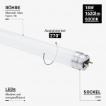 18W LED G13/T8 Glas Röhre 120cm Kaltweiß CL 18W LED G13/T8 Glas Röhre 120cm Kaltweiß CL
