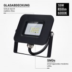 10W LED SMD Fluter Professional mit 70cm Kabel Schwarz Kaltweiß 10W LED SMD Fluter Professional mit 70cm Kabel Schwarz Kaltweiß