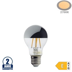 7W LED Spiegelkopf E27 A60 Birne Silber Glas Warmweiß