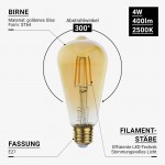 4W LED Vintage E27 ST64 Birne Gold Glas Warmweiß 2500K 4W LED Vintage E27 ST64 Birne Gold Glas Warmweiß 2500K